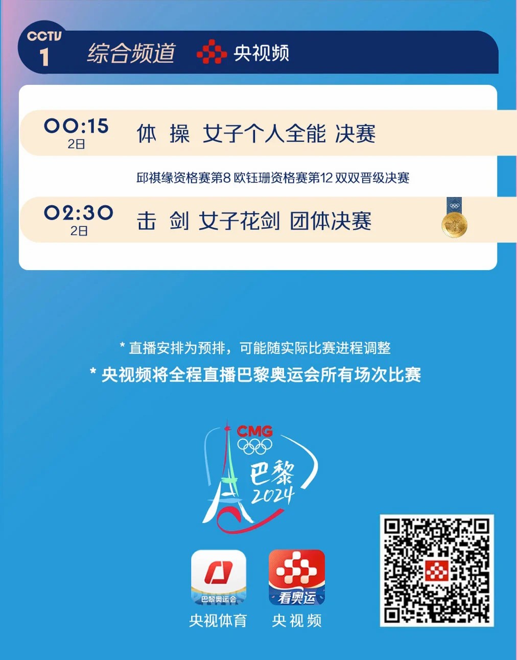 巴黎奥运日看点：本日中国军团再夺3金1银1铜，