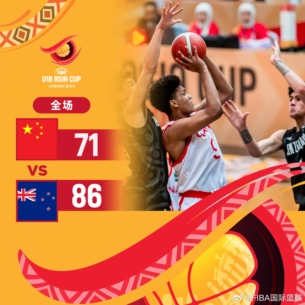 约旦U18亚洲杯半决赛中国U18不敌新西兰，尽管止